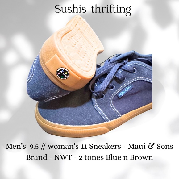 Maui and Sons Blue and Brown Sneakers with Classic Skate Design Size 9.5 - Picture 2 of 6